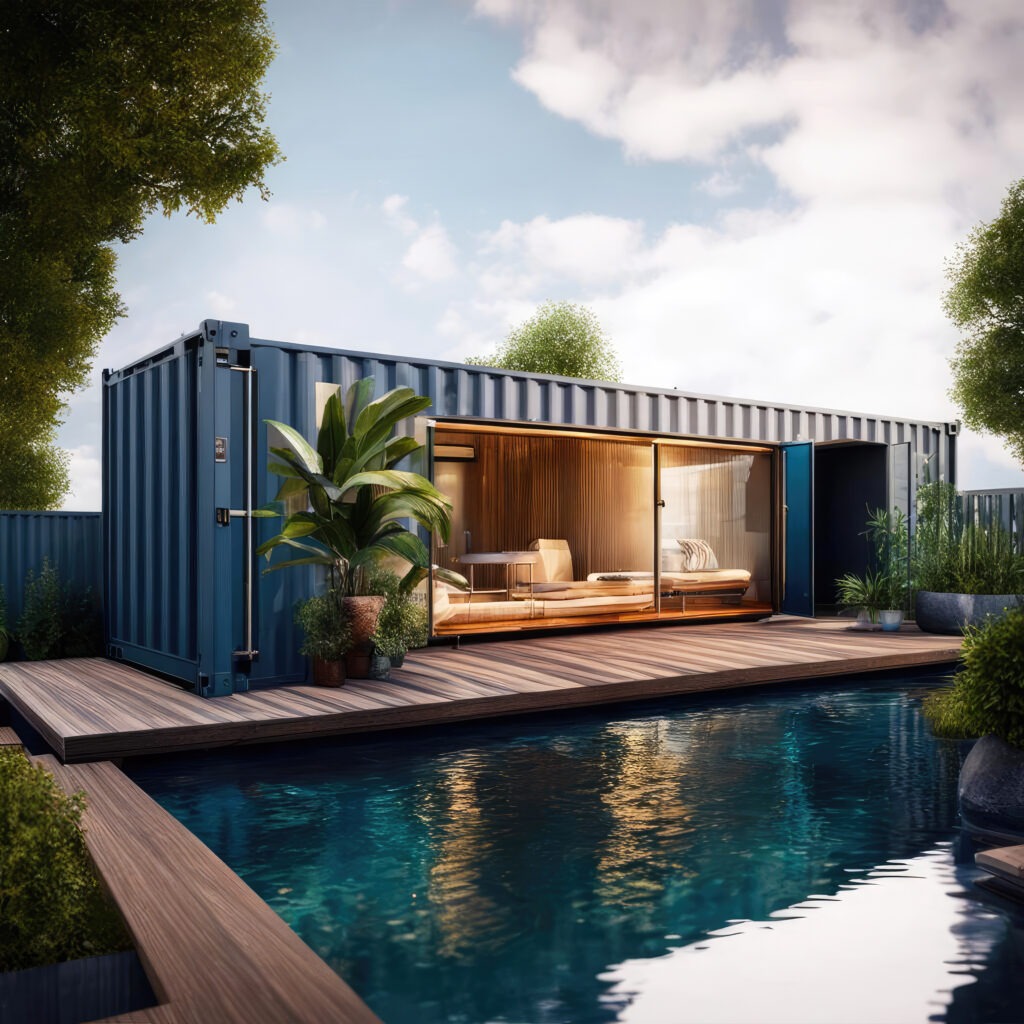 poolhouse dans un container maritime