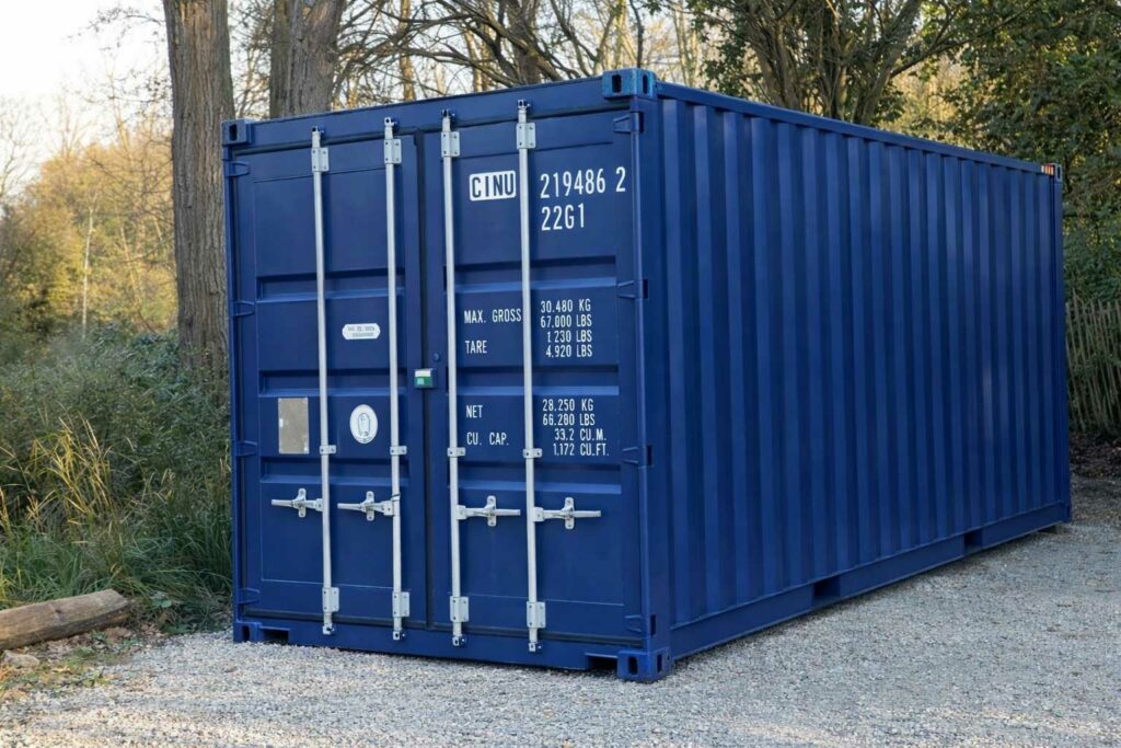 container maritime 20 pieds aménagé pour le stockage professionnel extérieur